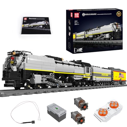 Mould King 12031 Technik Zug Baukasten, Fernbedienung Union Pacific 844 Dampflokomotive Baustein (3357 Teile), Technologie Dampflokomotivmodell Klemmbaustein, Sammelbares Autospielzeug für Kinder 8+ von Mould King