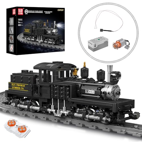 Mould King 12032 Technik APP Ferngesteuert Shay-Dampflokomotive Eisenbahnen Zug Beleuchtung Bauklötze Set LED Licht Baukasten 880 Stück Technologie Klemmbausteine Bausatz von Mould King