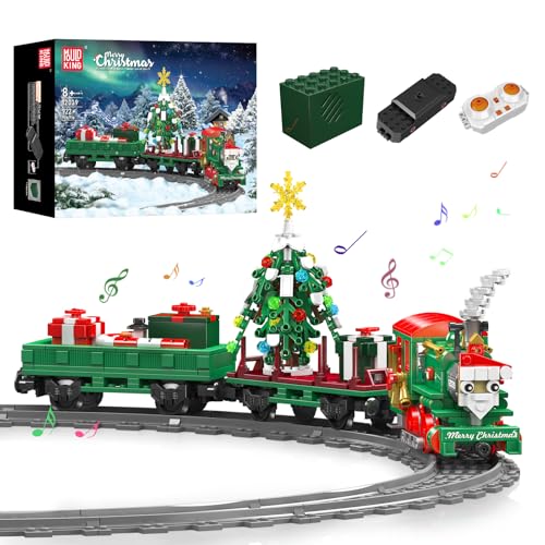 Mould King 12039 Festival Weihnachtszug, Weihnachtszug-Set mit Motoren, Geschenkwagen, Weihnachtsmann, Weihnachtsbaumspielzeug für Kinder (922+ Teile) von Mould King