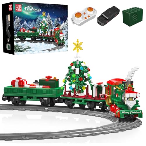 Mould King 12039 Technik Weihnachtszug Bausteine Bausatz, 922 Teile Elektrischer Festlicher Weihnachtszug Modell mit Motorens, Ferngesteuert Weihnachten Zug Spielzeug von Mould King