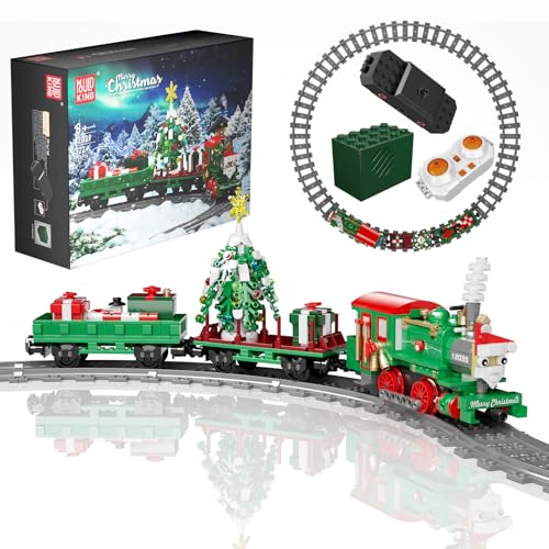 Mould King 12039 Weihnachten Zug Bausteine Weihnachtszug Elektrisch Klemmbausteine APP Ferngesteuert und Sound mit Schienen Bausteine Geschenk für Jungen Mädchen(922 Teile) von Mould King