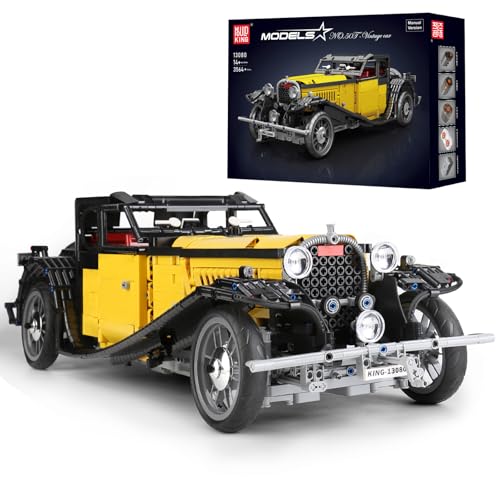 Mould King 13080 Technik Spielzeugauto Bausteine Modell, 3564 Teile Statische Version Oldtimer Bausatz, DIY Vintage Auto Bausteine als Geschenk/Spielzeug/Sammlerstücke von Mould King