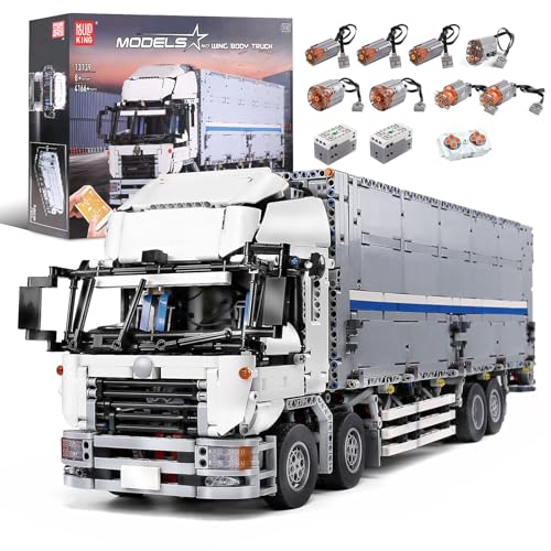 Mould King 13139 Fernbedienung Und App Dual Control Mobile Wing Booy Truck, EIN Modellbaustein Eines Wildcard Container Trucks Mit 8 Motoren, Kompatibel Mit Technologie Flügelaufbau LKW von Mould King