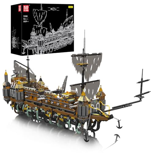 Mould King 13188 Technik Piratenschiff Baukasten, Groß Silent Mary Schiff Baustein (4147 Teile), Montage Segelboot Modell Klemmblock, Sammelspielzeug für Kinder ab 8 Jahren, 98x45x53 CM, Braun von Mould King