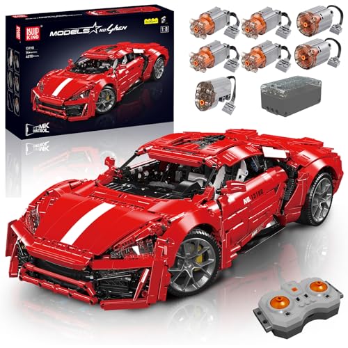 Mould King 13190 Technik Supercar Klemmbausteine Kit, Sportwagen Modell Bauklötze Bausatz mit Motor und Dual Fernbedienung, Geeignet für Supercar Enthusiasten (4070+ PCS) von Mould King