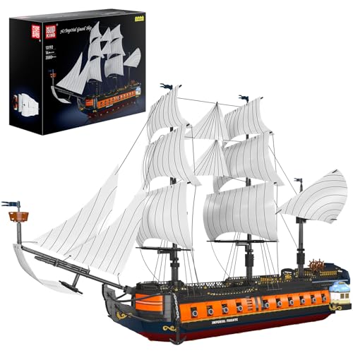 Mould King 13192 Klemmbausteine Schiff Piratenschiff Bausteine Modellbausatz Schiff Flaggschiff Spielzeug mit Stoffsegeln Kompatibel mit Andere Marken (1698 Teile) von Mould King