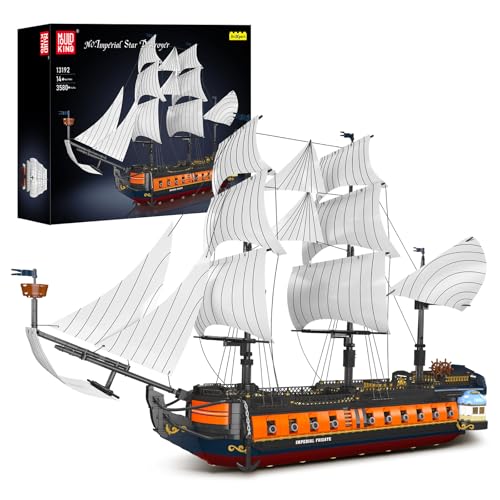 Mould King 13192 Piratenschiff Bausteine, 3580 Teiles MOC Segelschiff Spielzeug Modell, Piratenschiff Modellbausatz Klemmbausteine, Geschenke für 12+ Jungen und Jugendliche Erwachsene von Mould King