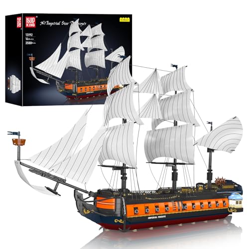 Mould King 13192 Piratenschiff Modell, 3580 Teile Groß MOC Battleship Piratenschiff Klemmbausteine Bausteine, DIY Modellbausatz Für Puzzle Bausteine von Mould King