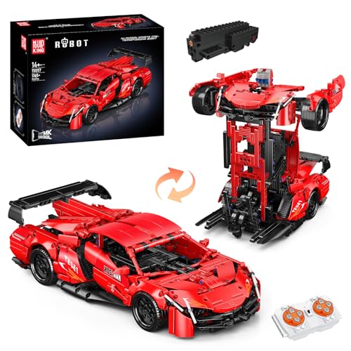 Mould King 15057 Technik Sportwagen Bausteine, 1365 Teile Fernbedienung App Transformation Roboter Spielzeug mit Motoren, Spielzeugauto Geschenke für Junge 8+ von Mould King