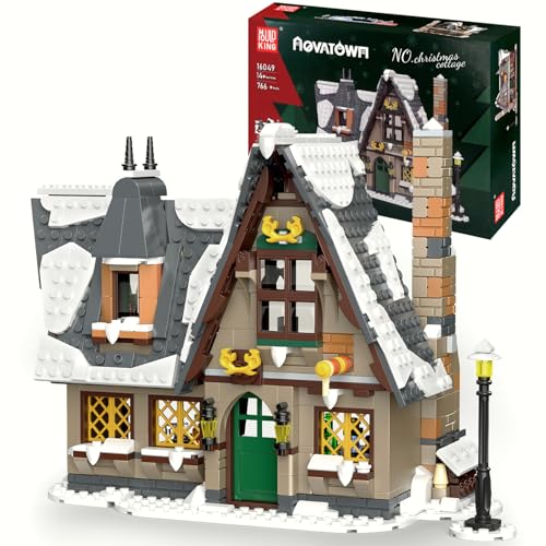 Mould King 16049 Weihnachtshaus Bausteine Modell, 766 Teile Weihnachten Lebkuchenhaus Spielzeug, Kreativserie Klemmbausteine Bausatz Architektur Haus Schneedekoration Geschenk/Spielzeug/Sammlerstücke von Mould King