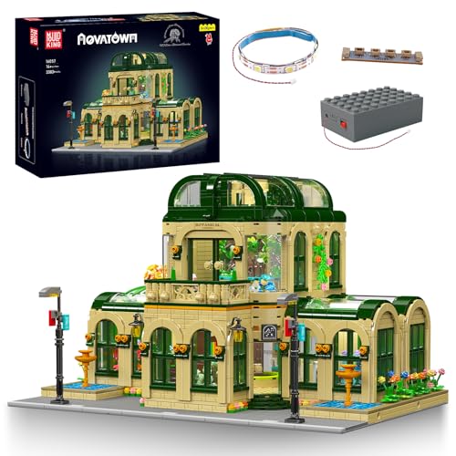 Mould King 16057 MOC - Großer Botanischer Garten Haus Bausteine Bausatz, Kreativität 3383 Teile Modular Botanischer Garten Modell LED mit Beleuchtung Architektur Modell, Klemmbausteine Bausatz von Mould King