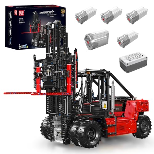 Mould King 17045 Technik Modellauto-APP Ferngesteuert elektrisch Bausatz im Maßstab 1:6 Schwerlast-Gabelstapler Technologie Mechanische Klemmbausteine Bausatz (4579Teile) Flaggschiff-Ausgabe 2024 von Mould King