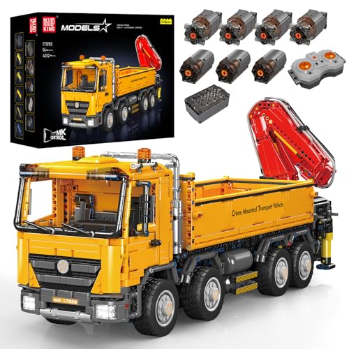 Mould King 17050 MOC Technik Autokran Modell, 4012 Teile Technologie ferngesteuert Pneumatischer Kranwagen Bausteine Mit 9 Motoren ausgestattet Motorisierter Kranwagen Klemmbausteine Bausatz von Mould King