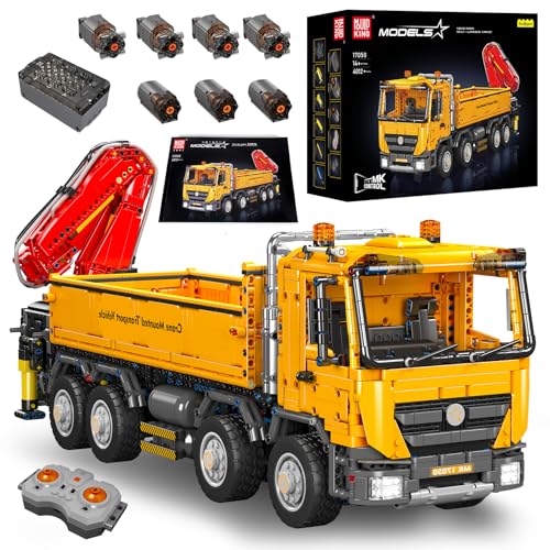 Mould King 17050 Technik LKW Baukasten, Fernbedienung Selbstladender Kran Baustein (4012 Teile), Schwerlast Ingenieur-LKW mit Motoren Klemmblock, Technologie-LKW-Spielzeug für Kinder/Erwachsene 8+ von Mould King