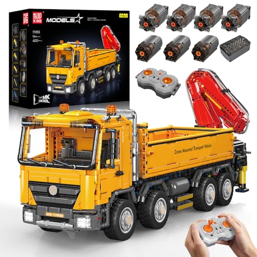 Mould King 17050 Technik Selbst Kran LKW Modell, 4012 Teile MOC Truck Ferngesteuert Klemmbausteine Bausatz Pneumatisches Gerät, Pneumatischer Kranwagen Bausteine für Kinder ab 14 Jahren/Erwachsene von Mould King