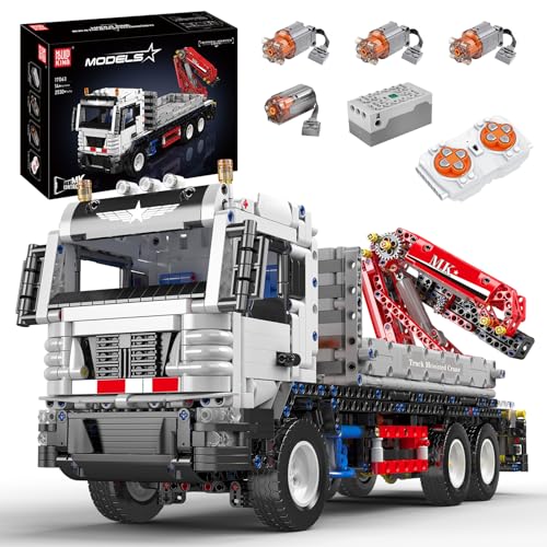 Mould King 17063 Technik Kran LKW Modell, 2530 Teile Technologie Ferngesteuert Kranwagen Bausteine für Erwachsene und Kinder, Klemmbausteine Spielzeug mit Fernbedienung und App Dual Control von Mould King