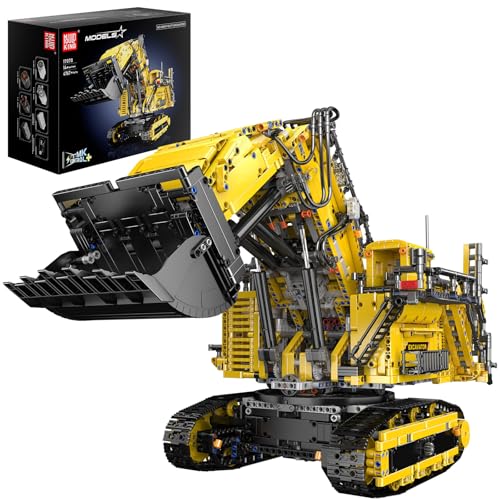 Mould King 17070 Technik Ferngesteuert Bagger Bausatz Raupenbagger Bausteine Gelb Kran Klemmbausteine Spielzeug mit Motor Geschenk für Erwachsene und Jugendliche(4767 Teile) von Mould King