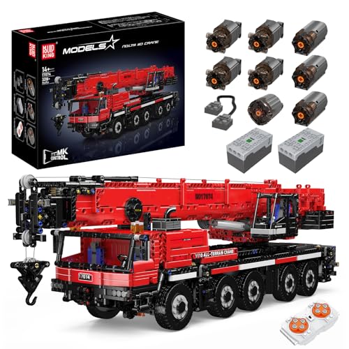 Mould King 17074 MOC Technik Ferngesteuert Kran Bausteine Spielzeug RC LKW Autokran Baufahrzeug Crane Technologie Klemmbausteine Bausatz mit Fernbedienung und 8 Motoren (3218Teile) von Mould King