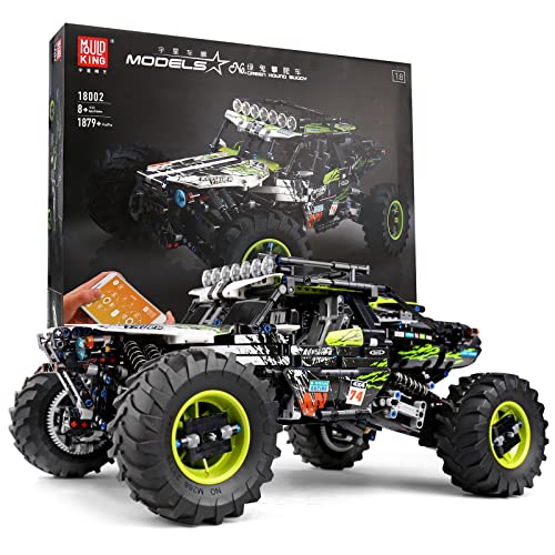 Mould King 18002 1890pcs Baustein Kletterfahrzeug, 2.4g Fernbedienung Und App Dual Control 4x4 Technologie Serie Extreme Offroad Fahrzeug, Kompatibel Mit Technologie Green Ghost Kletterauto von Mould King