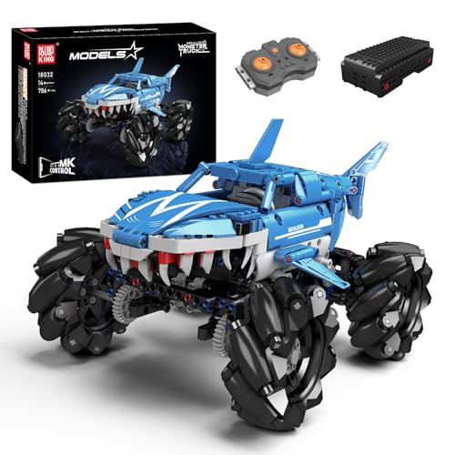 Mould King 18032 Technick Monster Truck Baustein Modell Sets, Ferngesteuertes Hai-Auto-Spielzeug für den Außeneinsatz, DIY-Baustein Spielideen für Kinder, Jungen und Mädchen (786 Stück) von Mould King