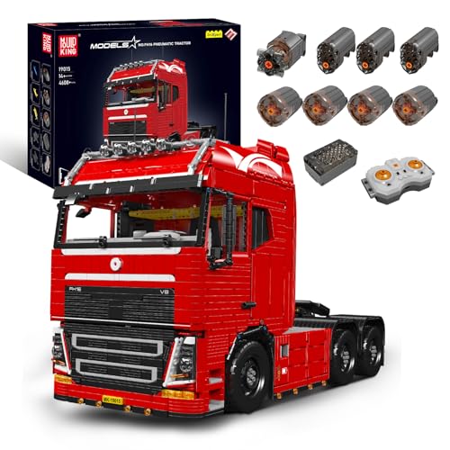 Mould King 19015 Technik LKW Mobile Pneumatische Bausteine, 4608 Teile Mobile Abschlepplokomotive Bausteine mit Motoren, 2.4 G Fernbedienung und App Dual Control von Mould King