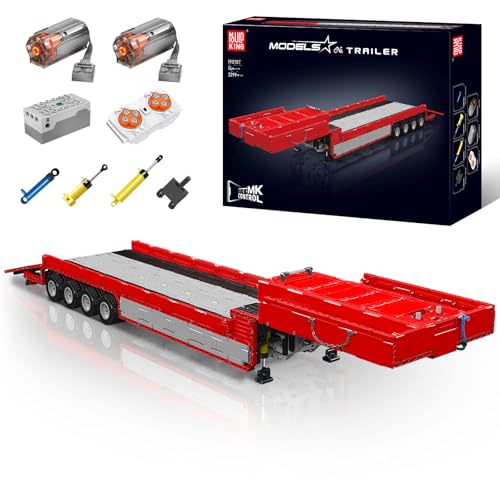 Mould King 19015T Technik Anhänger für LKW Bausteine Modell, 3399 Teile Technology Mobile Pneumatische Abschlepplokomotive, Pneumatischer Traktor Bausatz Modellbauklötze als Geschenk und Spielzeug von Mould King