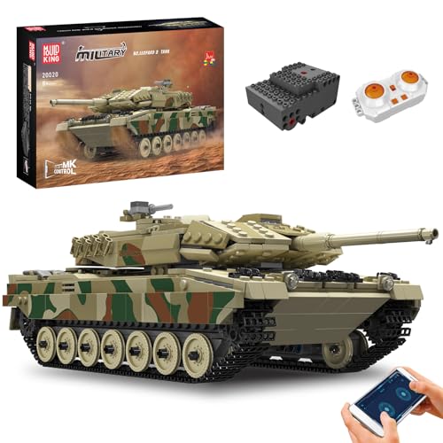 Mould King 20020 Ferngesteuert Tank Bausteine Modell, Technik Panzer Kit mit Fernbedienung und App Dual Control, Panzer Spielzeug Bausatz als Geschenk/Sammlerstücke (1091+ Teile) von Mould King