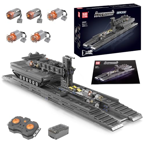 Mould King 20029 Technik Panzer Baukasten, Fernbedienung Brückenbau-Fahrzeug Baustein (1759 Teile), Montage Panzermodell STEM Klemmblock, Technologie-Autospielzeug für Kinder/Erwachsene 8+ von Mould King