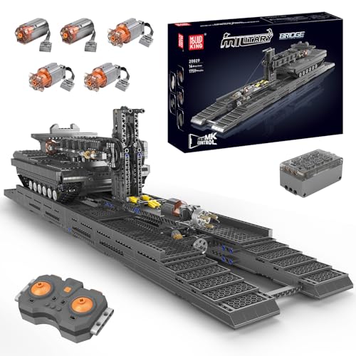 Mould King 20029 Technik Panzerbrückenbaufahrzeug Bausteine Modell, 1759 Teile Ferngesteuert Transporter Tank Konstruktionsspielzeug Klemmbausteine Bausatz für Erwachsene und Kinder von Mould King