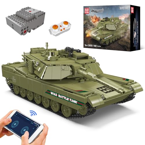 Mould King 20033 Technik Panzer Bausteine Modell, 1168 Teile Ferngesteuert Tank Bauset mit Fernbedienung und App Dual Control, Panzer Spielzeug Bausatz als Geschenk/Spielzeug/Sammlerstück von Mould King