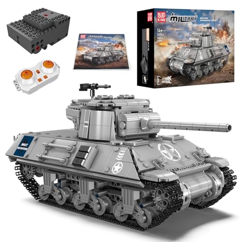 Mould King 20034 M26 Pershing-Panzer Baustein (1057 Teile), Die Fernbedienung Technik Panzer Gebäudeset, STEM Kettenpanzer Klemmblock mit Motor, Militärpanzer Spielzeug für Kinder/Erwachsene 8+ von Mould King