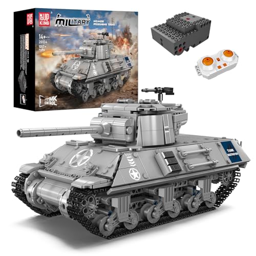 Mould King 20034 Technik Panzer Bausteine, 1057 Teile M26 Ferngesteuert Tank Konstruktionsspielzeug Militär Geschenks für Erwachsene Panzer Klemmbausteine Bauset von Mould King