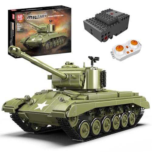 Mould King 20035 MOC Technik M26 Pershing Mittlerer Panzer Ferngesteuert mit elektrischem Gyroskop und Sound Technik Transporter Tank, M 26 Persching Technologie Klemmbausteine Bausatz （1054+ pcs） von Mould King