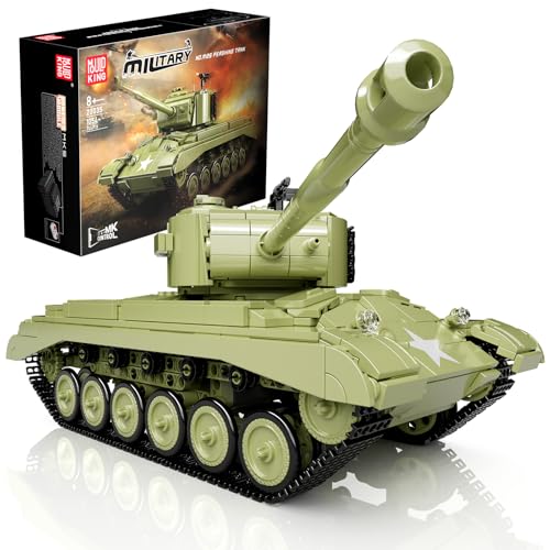 Mould King 20035 Technik Panzer Bausatz Klemmbausteine App & Fernsteuerung M26 WW2 Militär RC Panzer Klemmbausteine Konstruktionsspielzeug Geschenk für Erwachsene und Kinder(1054 Teile) von Mould King