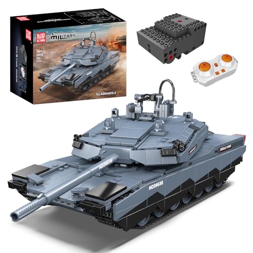 Mould King 20036 Technik MOC Abrams-X Panzer Bausteine Modell, Ferngesteuert Tank für Erwachsene und Kinder, Militär Panzer Spielzeug Bausatz mit Fernbedienung und App Dual Control（1192+ Teile） von Mould King