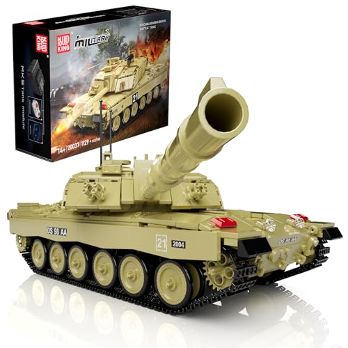 Mould King 20037 Technik Challenger 2 Hauptkampfpanzer Klemmbausteine mit Sound Ferngesteuert Panzer Bausteine Modell Militär Tanks Geschenk für Erwachsene und Kinder (1054 Teile) von Mould King