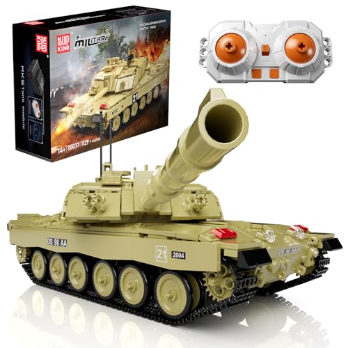 Mould King 20037 Klemmbausteine Technik Panzer Spielzeug mit Ferngesteuert Challenger 2 Hauptkampfpanzer Militär Spielzeug Geschenk für Erwachsene und Kinder (1129 Teile) von Mould King