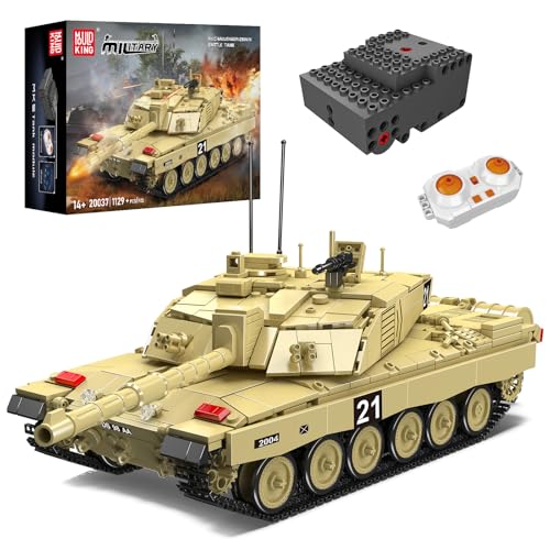 Mould King 20037 MOC Technik Challenger 2 Hauptkampfpanzer (MBT - Main Battle Tank) Bausteine Modell, Ferngesteuert Hauptkampfpanzer RC Technologie Klemmbausteine Bausatz（1129+ Teile） von Mould King