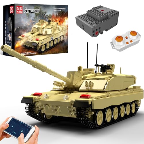 Mould King 20037 RC Panzer Bausteine Modell, 1129 Teile Militär Panzer Klemmbausteine Technik mit Sound, APP und Ferngesteuert Panzer Bauklötze Bausatz Spielzeug für Erwachsene und Jungen von Mould King