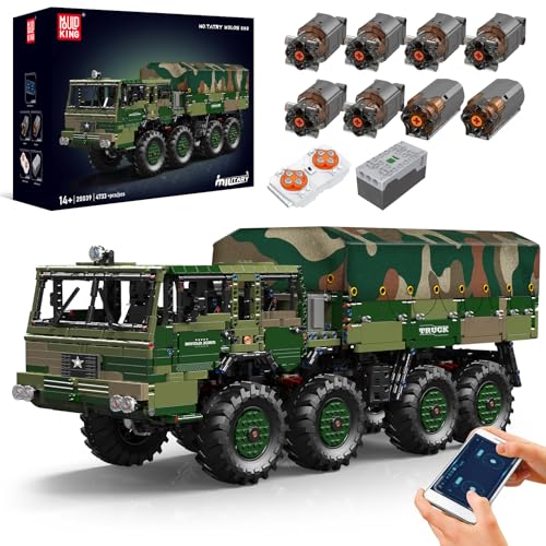 Mould King 20039 MOC Technik Groß Tatra T813 Schwerer militärischer Geländelastwagen ferngesteuert Transportfahrzeug 8×8 Geländewagen Klemmbausteine Bausatz Technologie APP Bausatz Modell 4733+Teile von Mould King