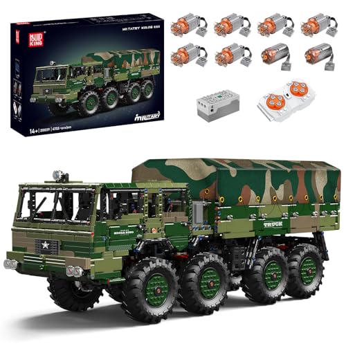 Mould King 20039 MOC Technik Groß Tatra T813 Schwerer militärischer Geländelastwagen ferngesteuert Transportfahrzeug 8×8 Geländewagen Klemmbausteine Bausatz Technologie APP Bausatz Modell 4733+Teile von Mould King