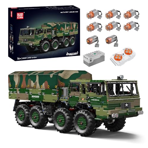 Mould King 20039 Technik LKW, Ferngesteuert High-Tech Tatra T813 Geländelastwagen mit 8 Motor, 4733 Teile Militär-LKW Modell Groß Transportfahrzeug Klemmbausteine Bausatz von Mould King