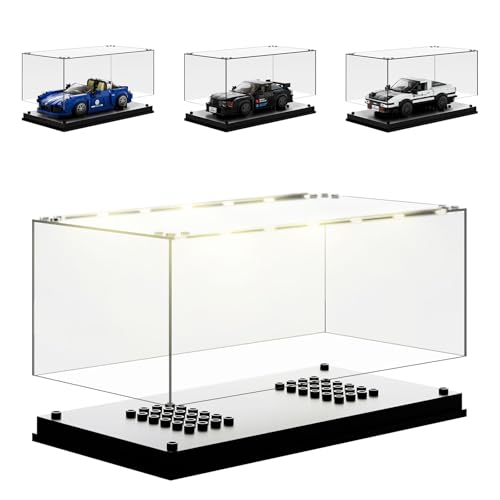 Mould King 27000 Acryl Vitrine für Speed Champions Autos LED Staubdichter Schutz Schaukasten mit Schwarzem Boden für Sammlung Auto Bausteine Modelle 19.5X 9.5X 8.5cm von Mould King