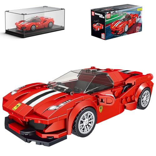 Mould King 27006 Technik Speed Champions Sportwagen Klemmbausteine F488 GTB Rennwagen Bausteine Modell Mit Acryl-vitrine Modellautos Zum Sammeln(329 Teile) von Mould King