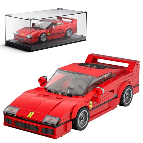 Mould King 27038 Technik Speed Champions Auto Bausteine F40 Rennwagen Klemmbausteine Sportwagen Bauspielzeug mit Acryl Vitrine Modellautos zum Sammeln (338 Teile) von Mould King