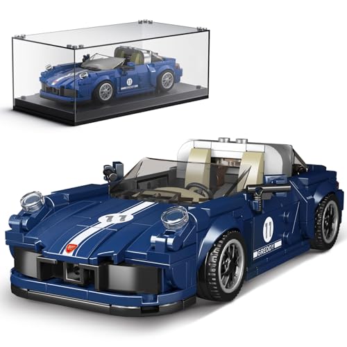 Mould King 27040 Technik Speed Champions Rennwagen Bausteine 911 Sportwagen Klemmbausteine mit Acryl-Vitrine Modellautos zum Sammeln (366 Teile) von Mould King