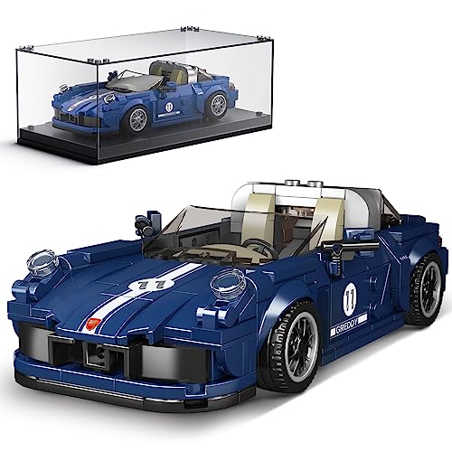 Mould King 27040 Technik Speed Champions Rennwagen Bausteine 911 Sportwagen Klemmbausteine mit Acryl-Vitrine Modellautos zum Sammeln (366 Teile) von Mould King