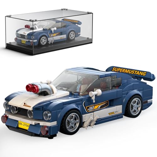 Mould King 27048 Technic Speed Champion Rennwagen Bausteine Musteng 1967 Sportwagen Klemmbausteine mit Acryl Vitrine Modellautos zum Sammeln (376 Teile) von Mould King