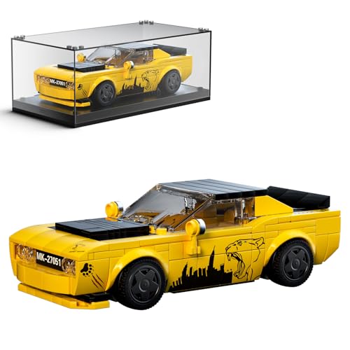 Mould King 27051 Technik Speed Champion Rennwagen Bausteine mit Acryl-Vitrine Challenger Sportwagen Klemmbausteine Modellautos zum Sammeln (368 Teile) von Mould King