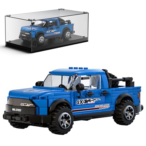 Mould King 27057 Speed Champions Ford 150 Pickup Trucks Bausteine Auto Klemmbausteine Klassischer Geländewagen Konstruktionsspielzeug mit Acryl-Vitrine Modellautos zum Sammeln(465 Teile) von Mould King